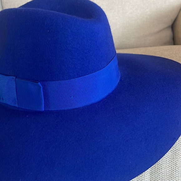 BRIXTON Royal Blue  ? % Wool Wide Brim Belt Hat with Ribbon Band main image 15